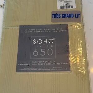 Soho Living 650 Egyptian Cotton King Pillowcase Pair - Cream